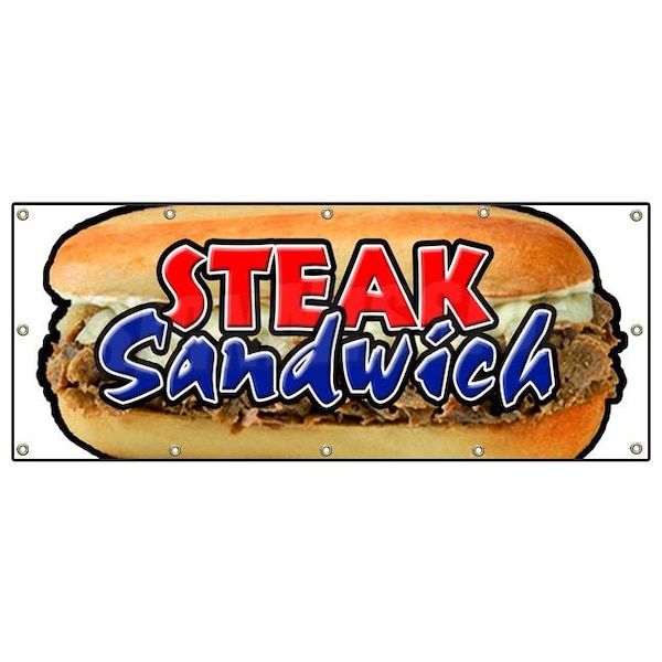 STEAK SANDWICH BANNER SIGN cheesesteak philly sub hoagie big huge beef